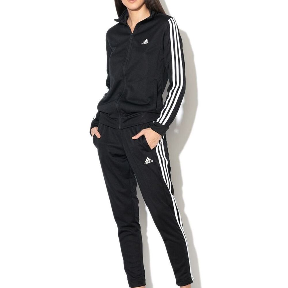 adidas Womens Team Sports Track Suit Jogging Set Size Medium Black Dv2431